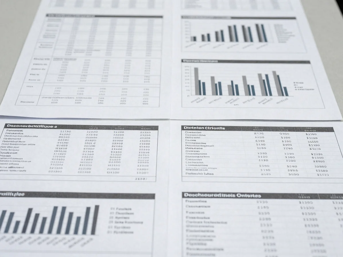 Documents statistiques et graphiques imprimés, détail de travail,